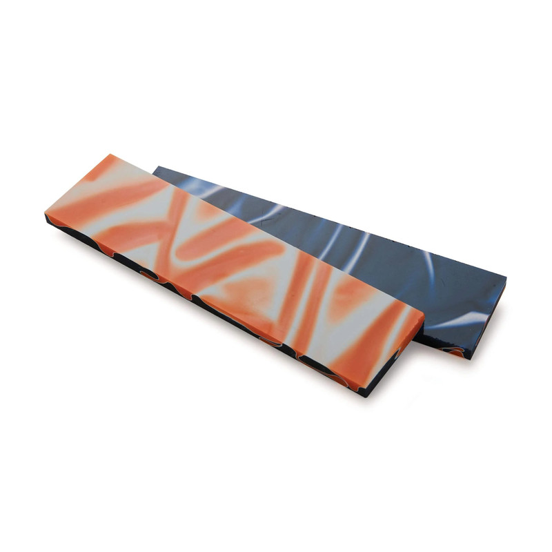 Acrylic Knife Scales - 15/64" x 1-1/2" x 6" - Blue & Orange - Pair